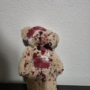 Plush Teddy Bear with Red Accents